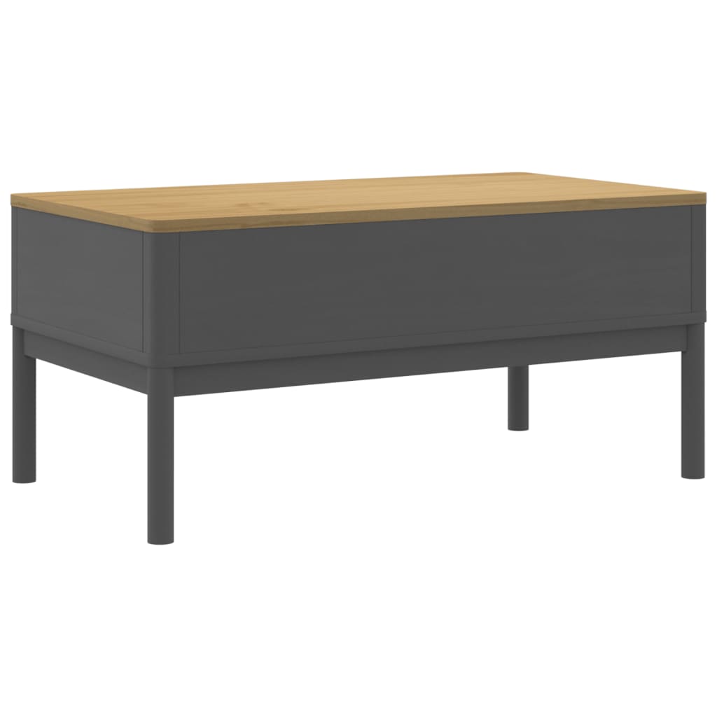 vidaXL Stolik kawowy FLORO, szary, 99x55,5x45 cm, lite drewno sosnowe