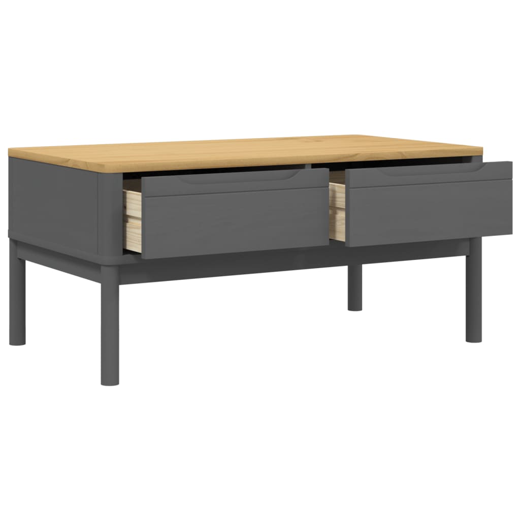 vidaXL Stolik kawowy FLORO, szary, 99x55,5x45 cm, lite drewno sosnowe
