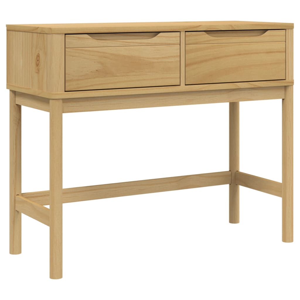 vidaXL Stolik konsolowy FLORO, woskowy brąz, 89,5x36,5x73 cm, sosnowy