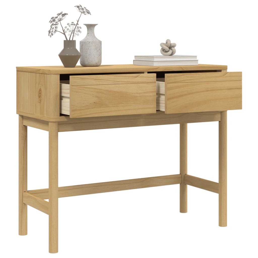 vidaXL Stolik konsolowy FLORO, woskowy brąz, 89,5x36,5x73 cm, sosnowy