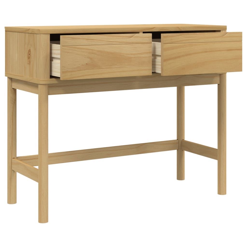 vidaXL Stolik konsolowy FLORO, woskowy brąz, 89,5x36,5x73 cm, sosnowy