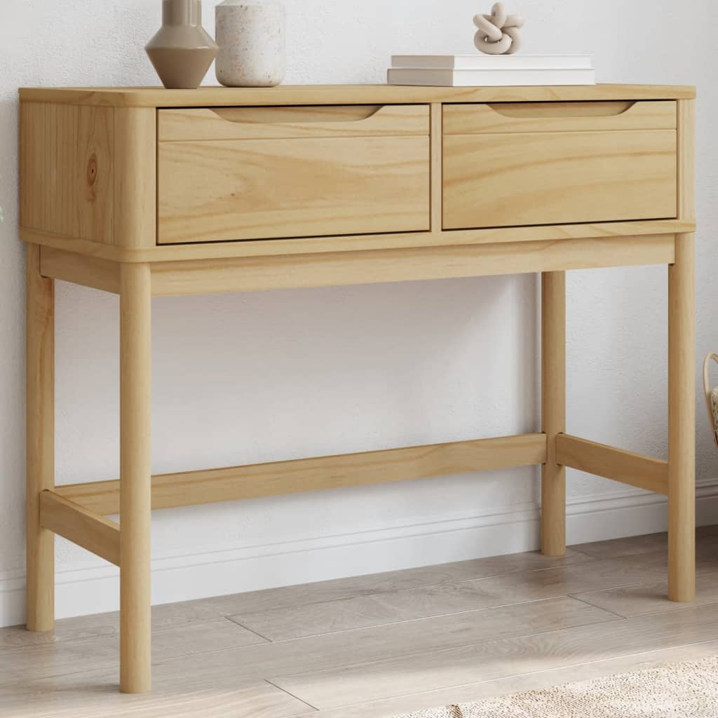 vidaXL Stolik konsolowy FLORO, woskowy brąz, 89,5x36,5x73 cm, sosnowy