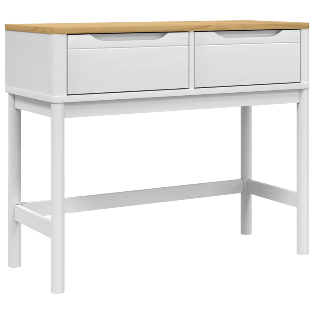 vidaXL Stolik konsolowy FLORO, biały, 89,5x36,5x73 cm, drewno sosnowe