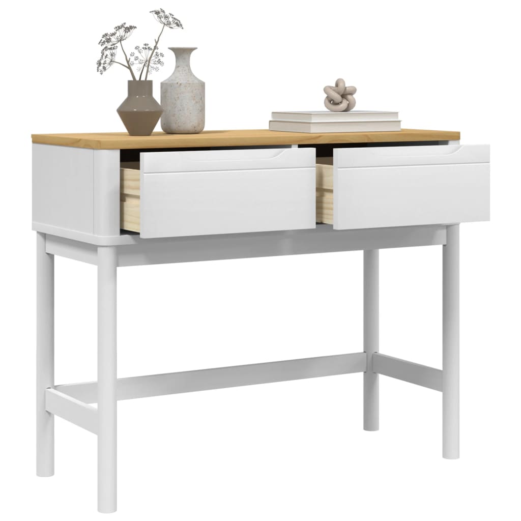 vidaXL Stolik konsolowy FLORO, biały, 89,5x36,5x73 cm, drewno sosnowe