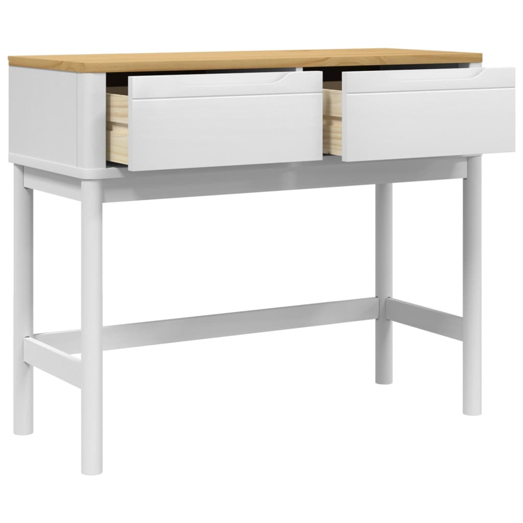 vidaXL Stolik konsolowy FLORO, biały, 89,5x36,5x73 cm, drewno sosnowe