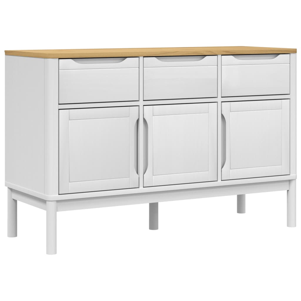 vidaXL Szafka FLORO, biała, 114x43x74 cm, lite drewno sosnowe