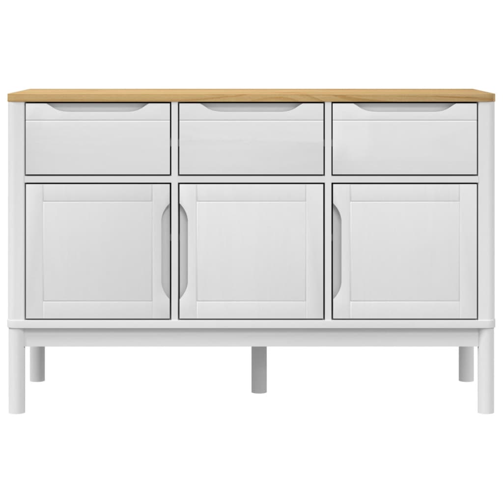 vidaXL Szafka FLORO, biała, 114x43x74 cm, lite drewno sosnowe