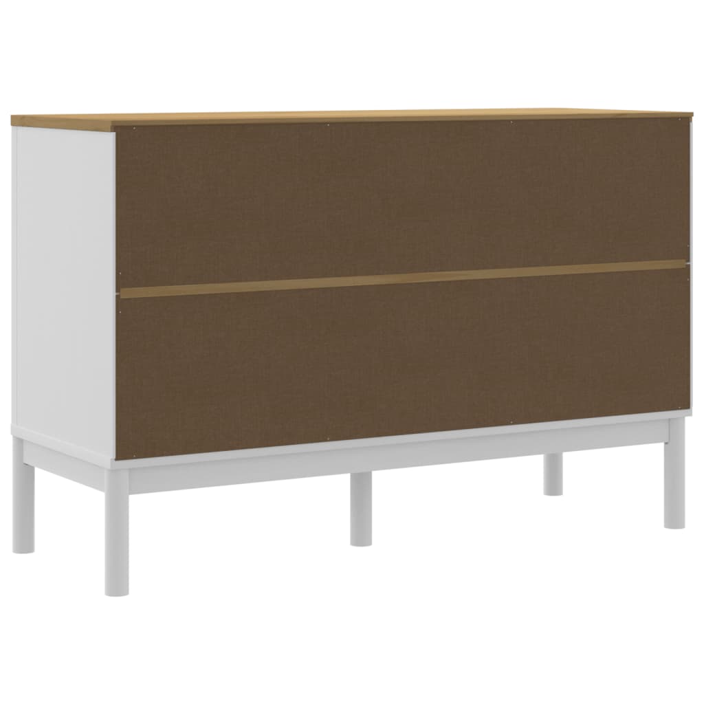vidaXL Szafka FLORO, biała, 114x43x74 cm, lite drewno sosnowe