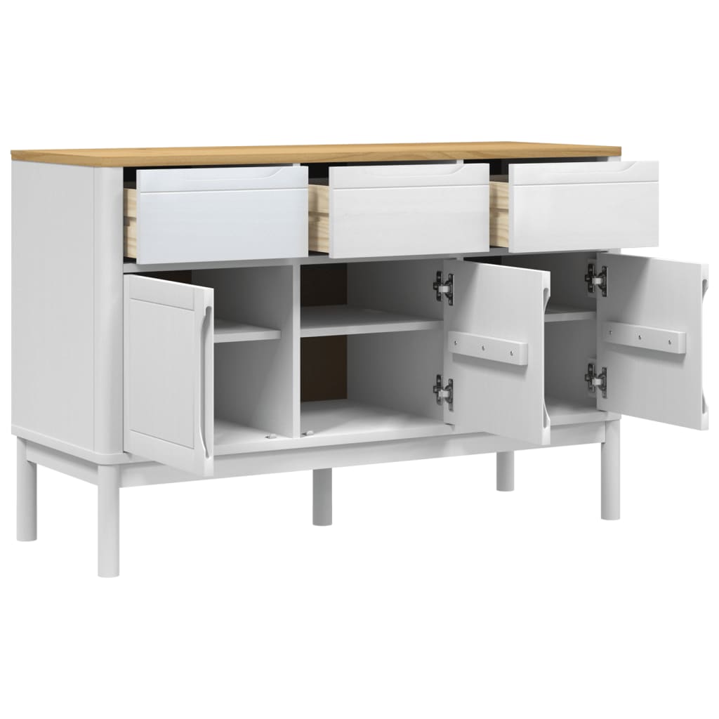 vidaXL Szafka FLORO, biała, 114x43x74 cm, lite drewno sosnowe