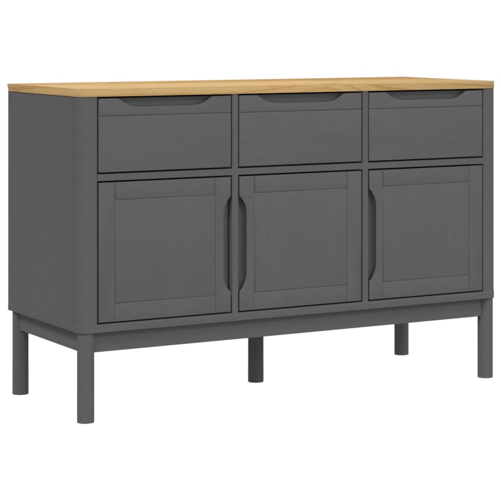 vidaXL Szafka FLORO, szara, 114x43x74 cm, lite drewno sosnowe