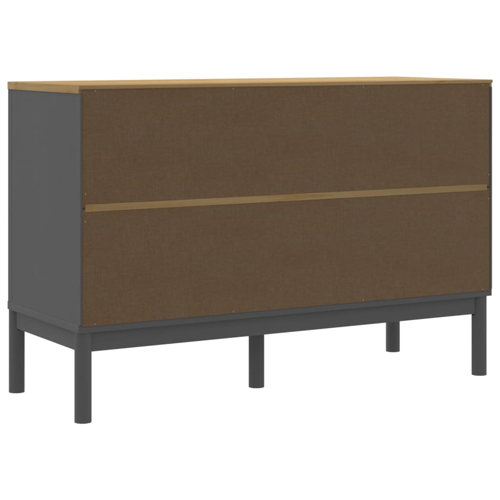vidaXL Szafka FLORO, szara, 114x43x74 cm, lite drewno sosnowe