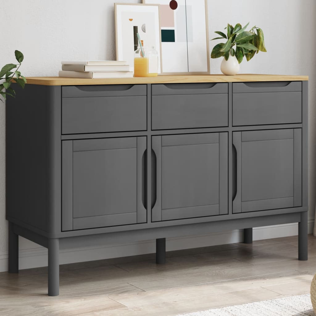 vidaXL Szafka FLORO, szara, 114x43x74 cm, lite drewno sosnowe