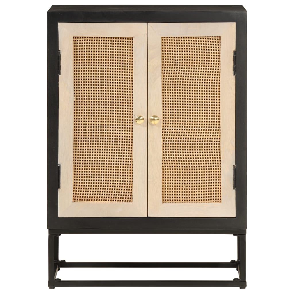 vidaXL Szafka, czarna, 55x30x76 cm, lite drewno mango i żelazo