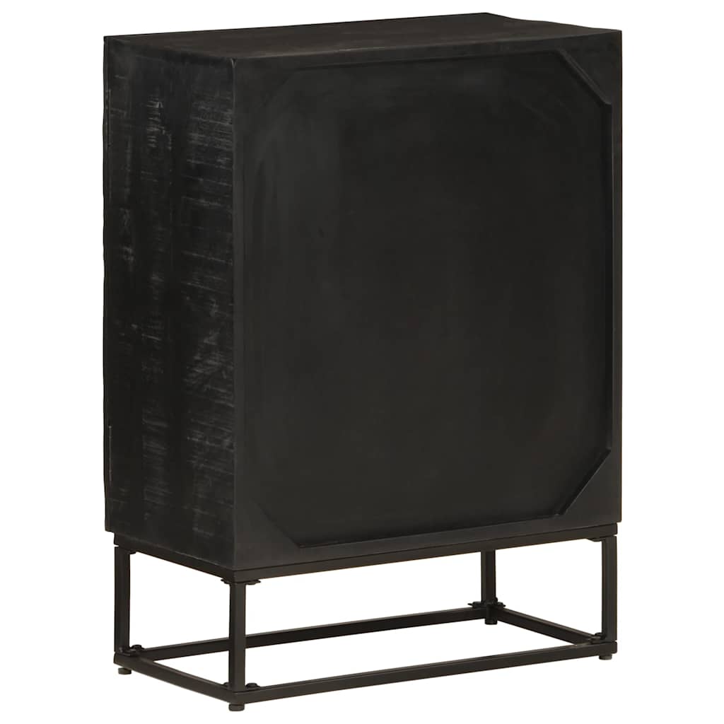vidaXL Szafka, czarna, 55x30x76 cm, lite drewno mango i żelazo