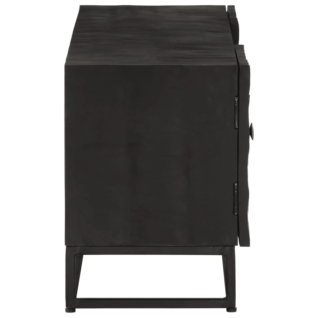 vidaXL Szafka pod TV, czarna, 110x30x40 cm, lite drewno mango i żelazo