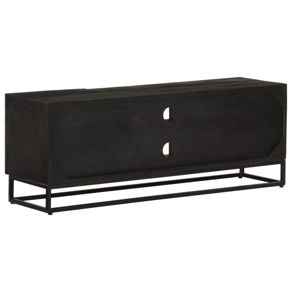 vidaXL Szafka pod TV, czarna, 110x30x40 cm, lite drewno mango i żelazo