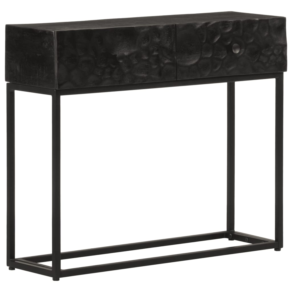 vidaXL Stolik konsolowy, czarny, 90x30x76 cm, drewno mango i żelazo