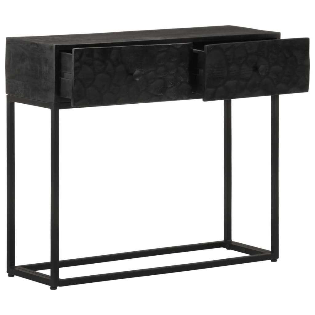 vidaXL Stolik konsolowy, czarny, 90x30x76 cm, drewno mango i żelazo