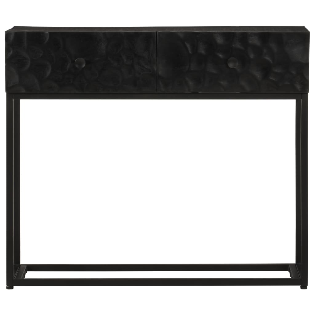 vidaXL Stolik konsolowy, czarny, 90x30x76 cm, drewno mango i żelazo