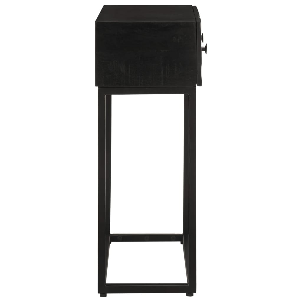 vidaXL Stolik konsolowy, czarny, 90x30x76 cm, drewno mango i żelazo