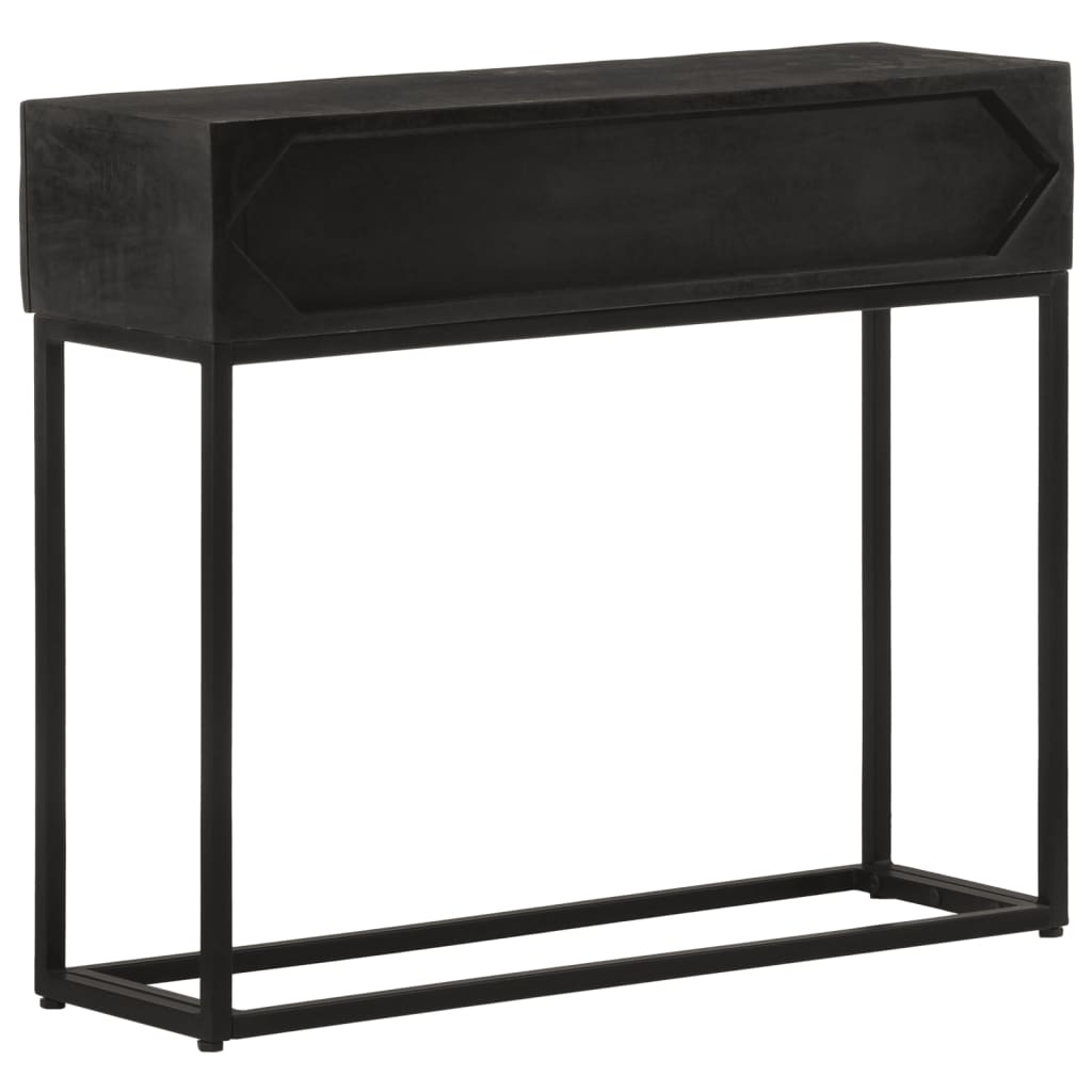vidaXL Stolik konsolowy, czarny, 90x30x76 cm, drewno mango i żelazo