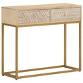 vidaXL Stolik konsolowy, 90x30x76 cm, lite drewno mango i żelazo