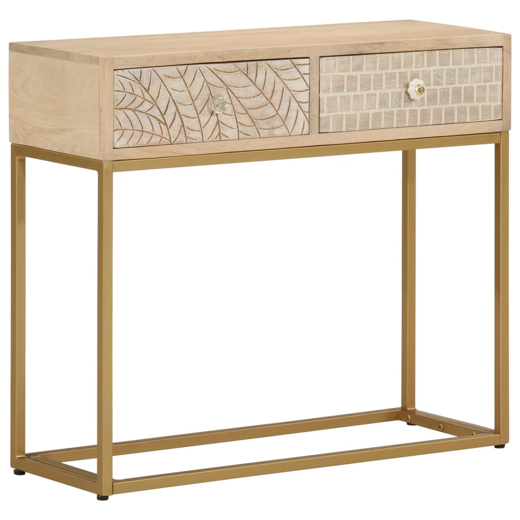 vidaXL Stolik konsolowy, 90x30x76 cm, lite drewno mango i żelazo