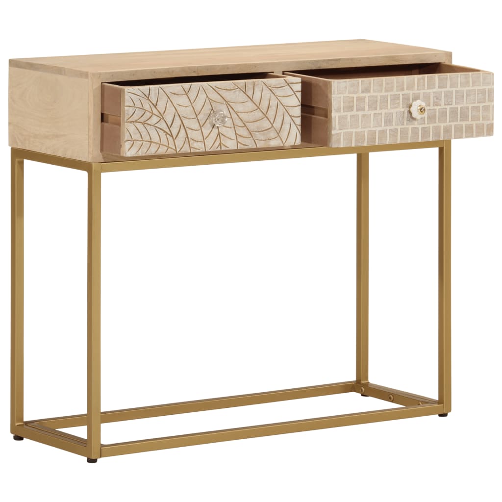 vidaXL Stolik konsolowy, 90x30x76 cm, lite drewno mango i żelazo
