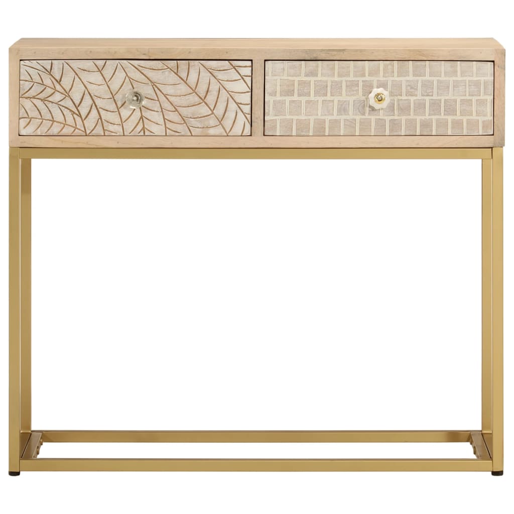 vidaXL Stolik konsolowy, 90x30x76 cm, lite drewno mango i żelazo