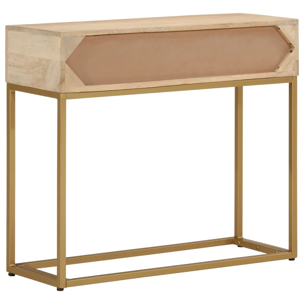 vidaXL Stolik konsolowy, 90x30x76 cm, lite drewno mango i żelazo