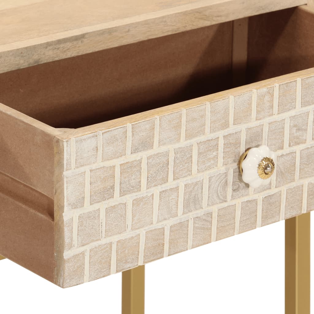 vidaXL Stolik konsolowy, 90x30x76 cm, lite drewno mango i żelazo