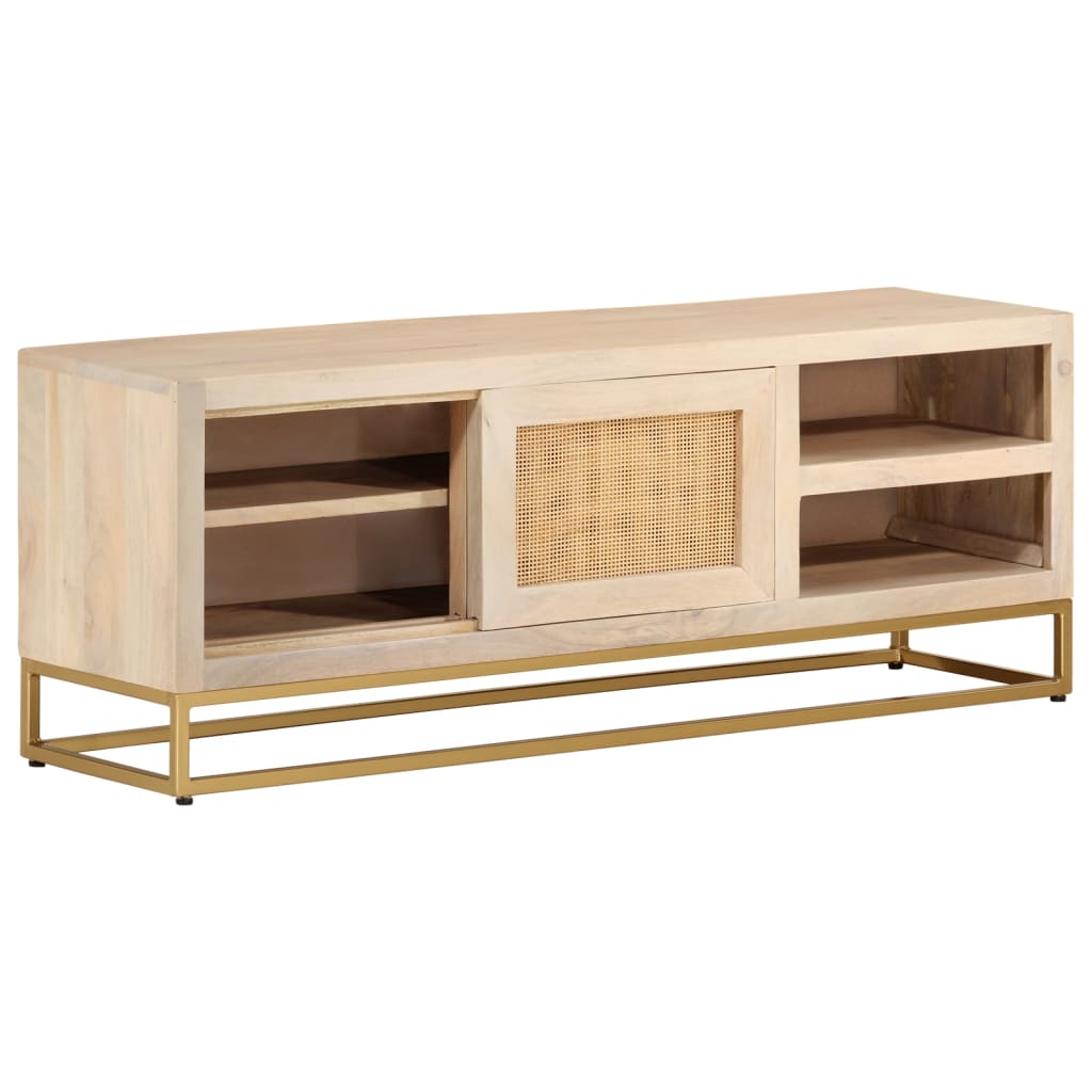 vidaXL Szafka pod TV, 110x30x40 cm, lite drewno mango i żelazo