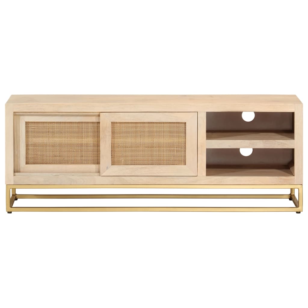 vidaXL Szafka pod TV, 110x30x40 cm, lite drewno mango i żelazo