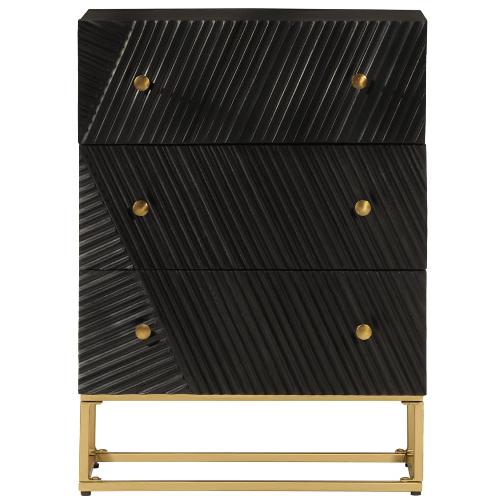 vidaXL Komoda, czarna, 55x30x76 cm, lite drewno mango i żelazo