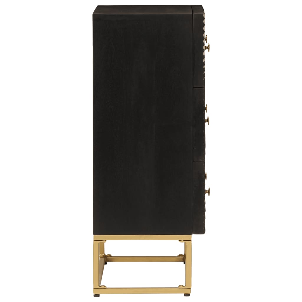 vidaXL Komoda, czarna, 55x30x76 cm, lite drewno mango i żelazo