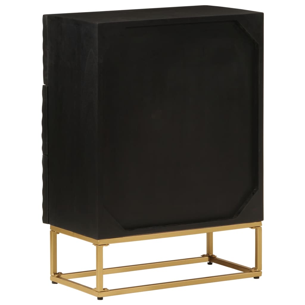 vidaXL Komoda, czarna, 55x30x76 cm, lite drewno mango i żelazo