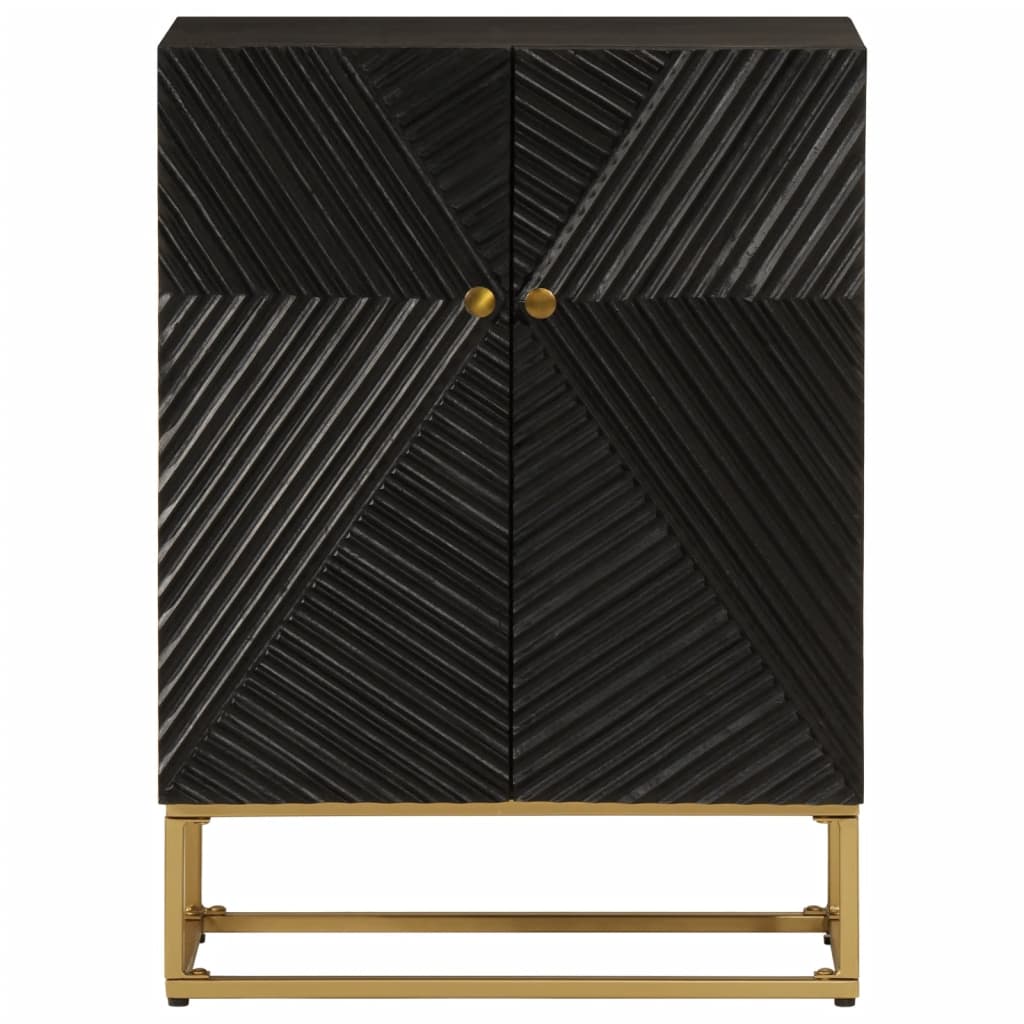vidaXL Szafka, czarna, 55x30x76 cm, lite drewno mango i żelazo