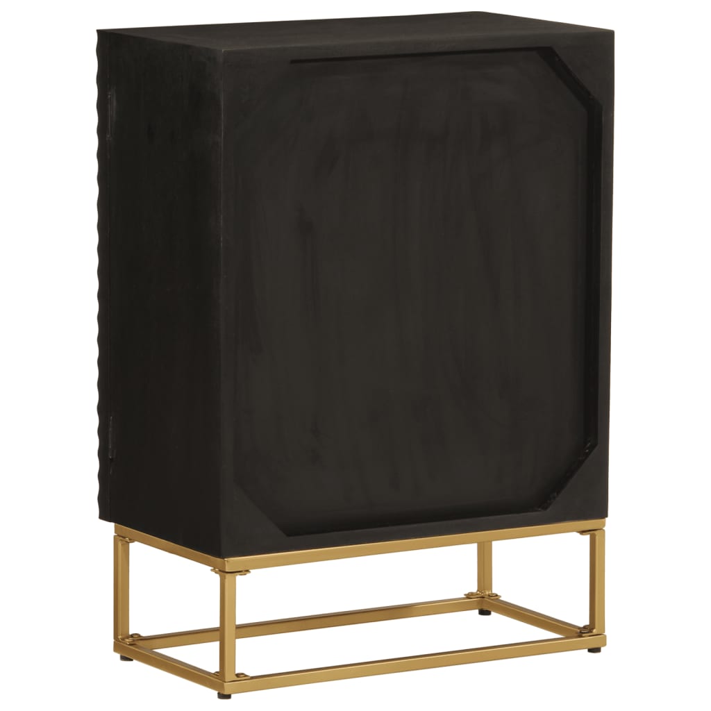 vidaXL Szafka, czarna, 55x30x76 cm, lite drewno mango i żelazo