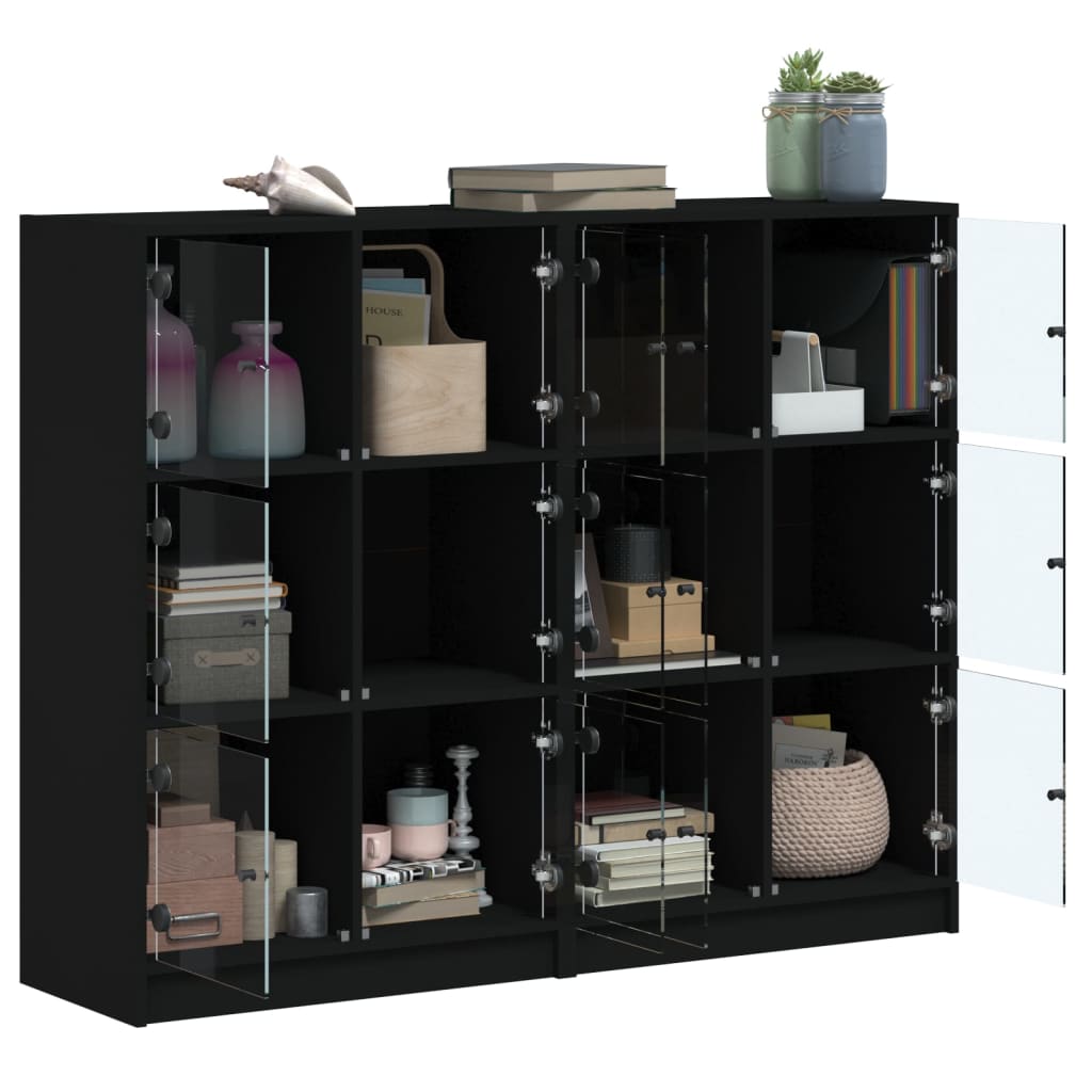 vidaXL Biblioteczka z drzwiczkami, czarna, 136x37x109 cm