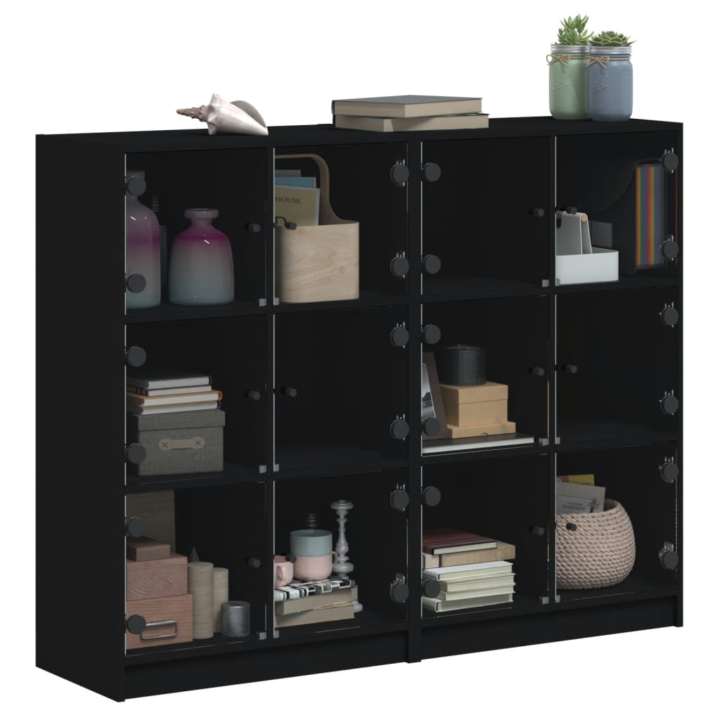 vidaXL Biblioteczka z drzwiczkami, czarna, 136x37x109 cm