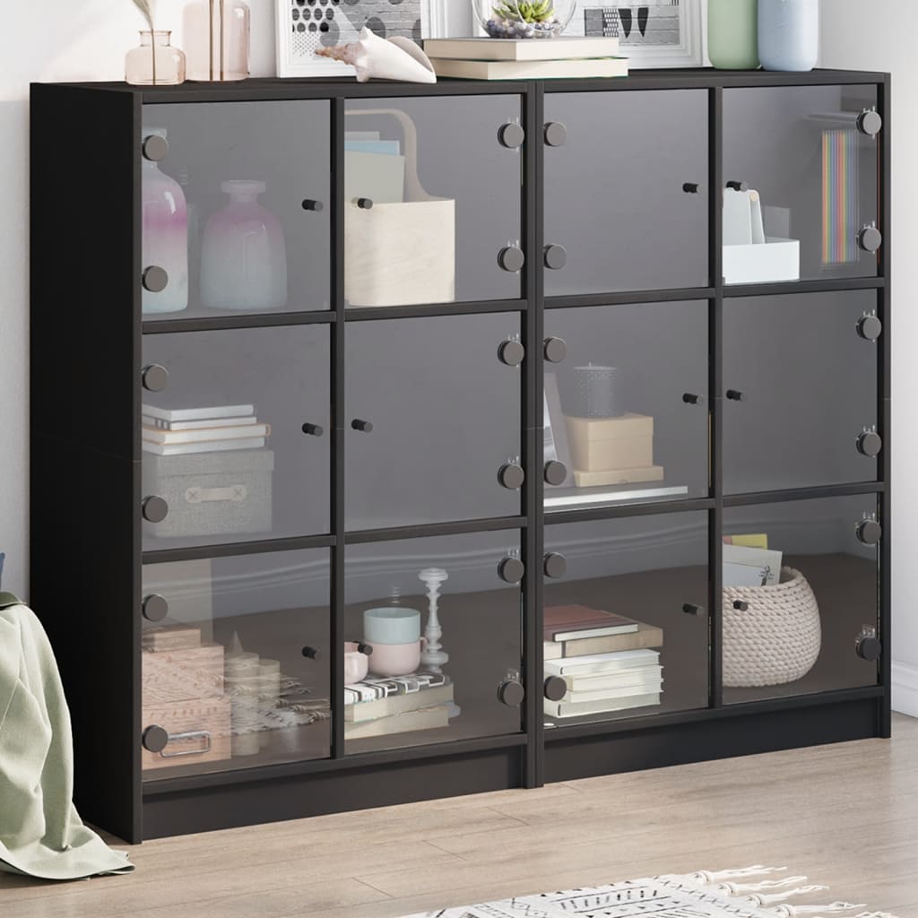 vidaXL Biblioteczka z drzwiczkami, czarna, 136x37x109 cm