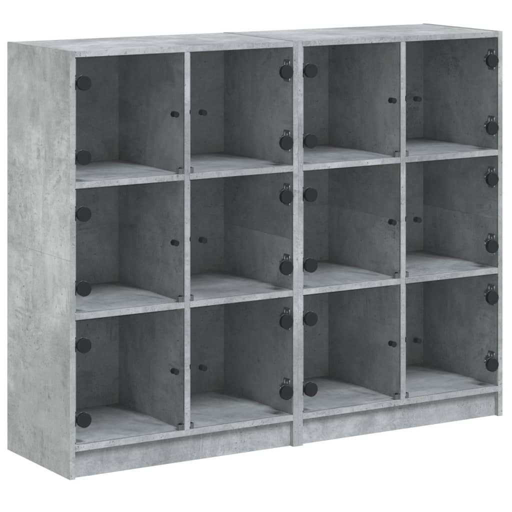 vidaXL Biblioteczka z drzwiczkami, szarość betonu, 136x37x109 cm