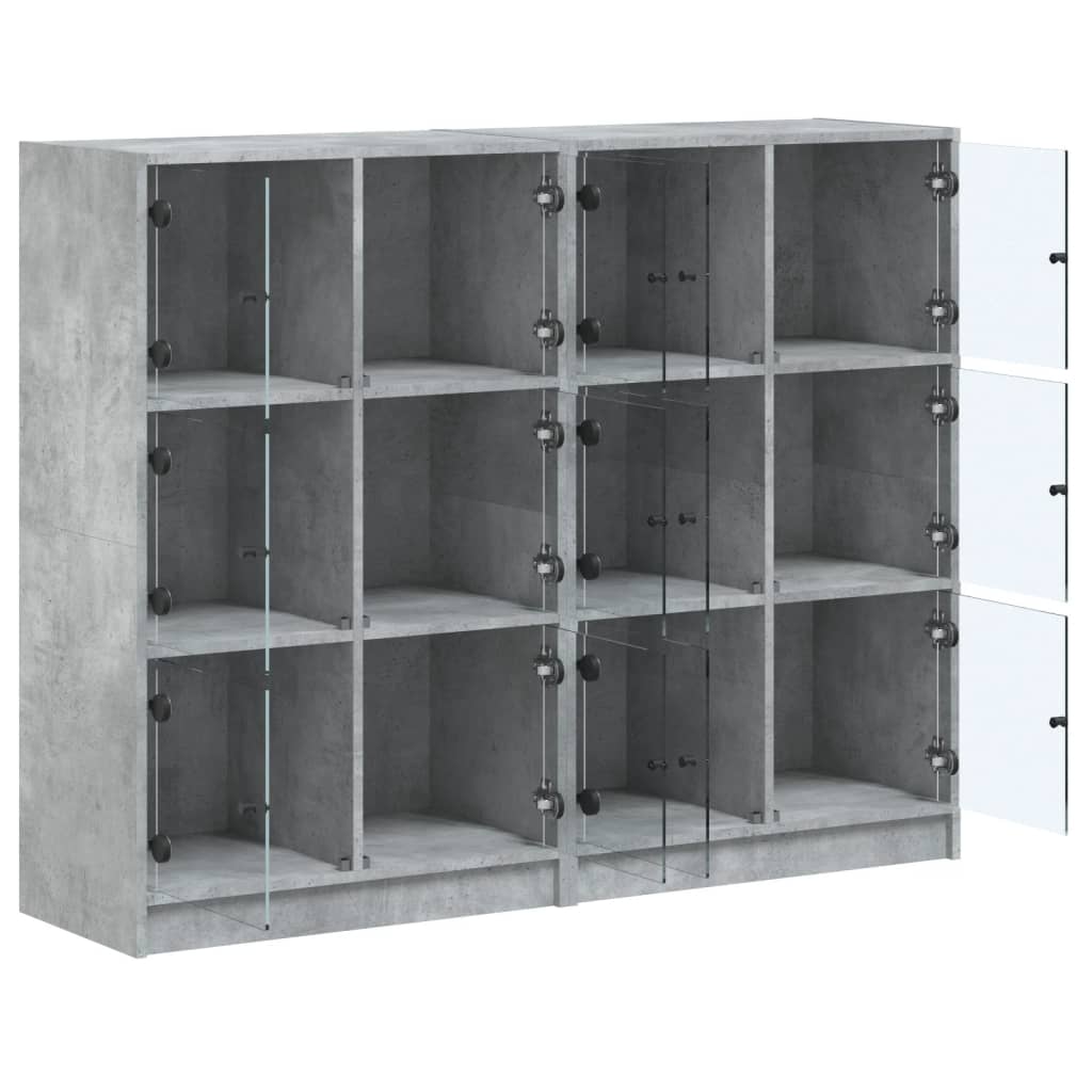vidaXL Biblioteczka z drzwiczkami, szarość betonu, 136x37x109 cm