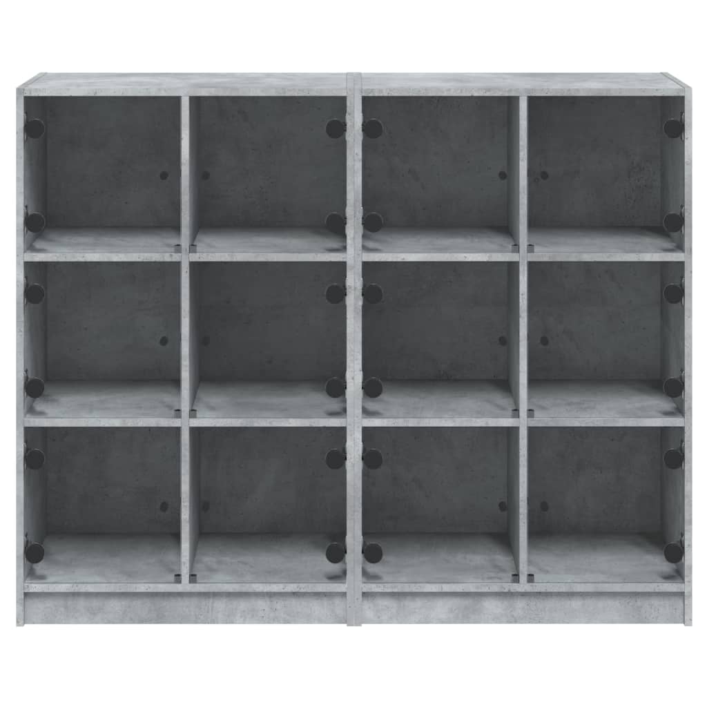 vidaXL Biblioteczka z drzwiczkami, szarość betonu, 136x37x109 cm