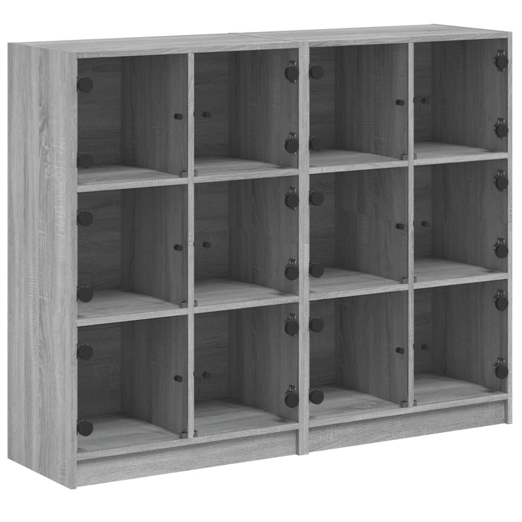vidaXL Biblioteczka z drzwiczkami, szary dąb sonoma, 136x37x109 cm