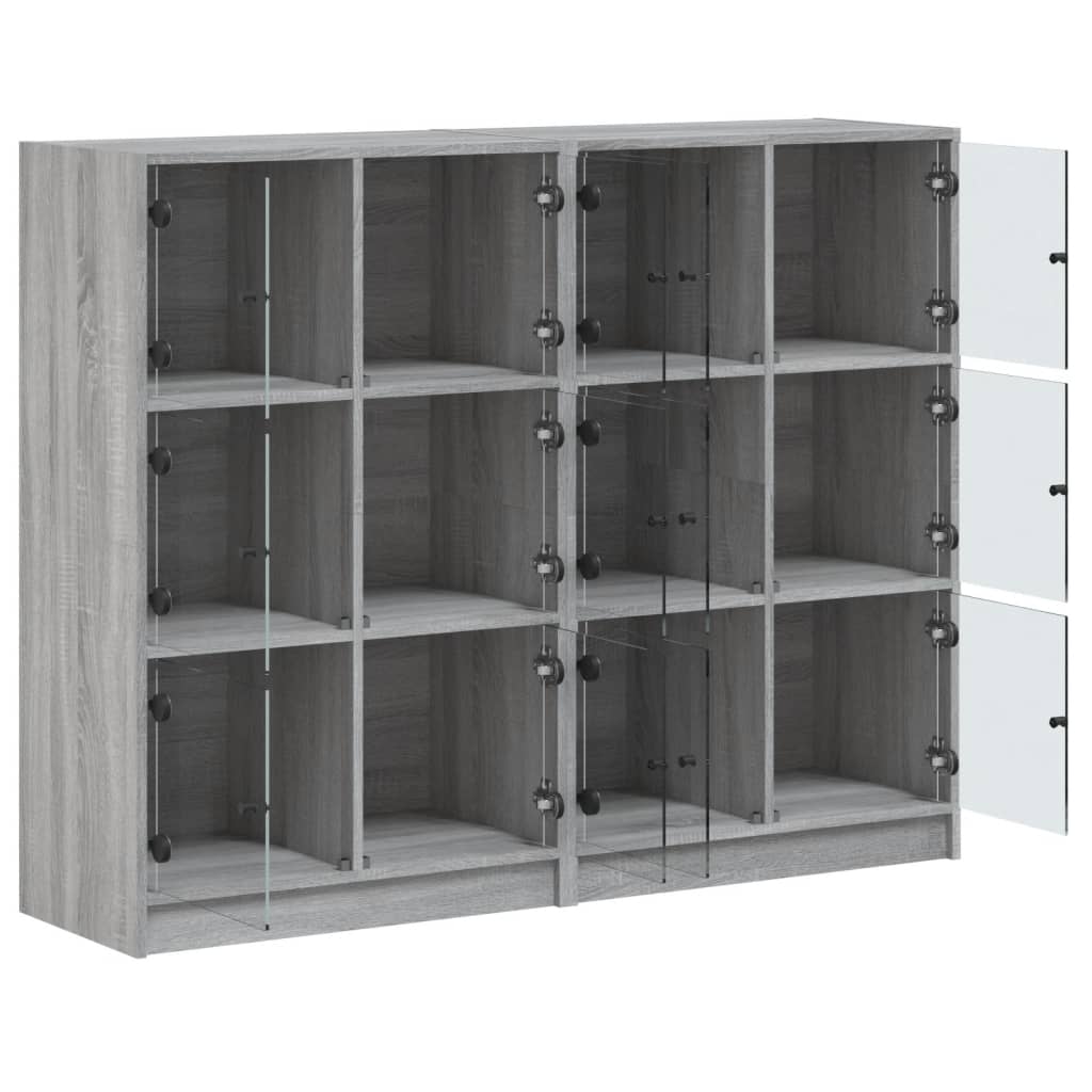 vidaXL Biblioteczka z drzwiczkami, szary dąb sonoma, 136x37x109 cm