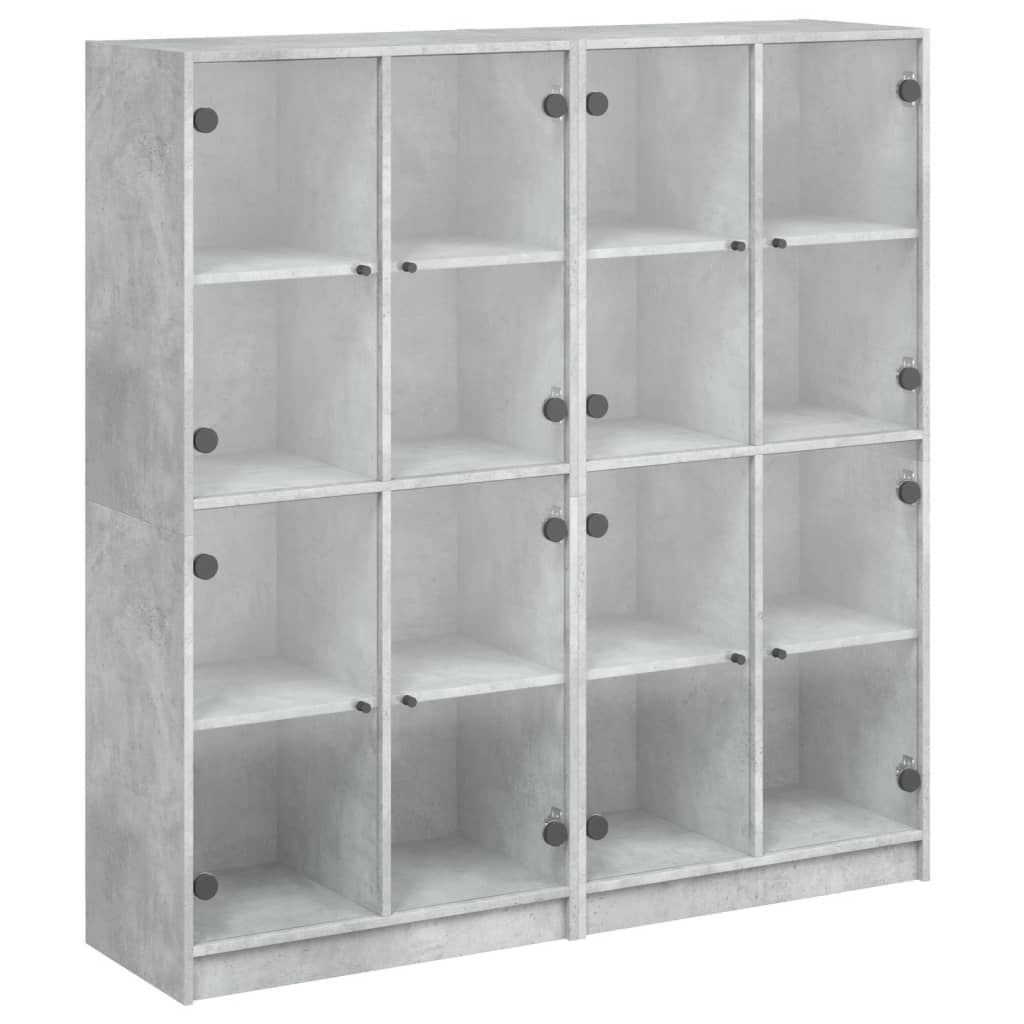 vidaXL Biblioteczka z drzwiczkami, szarość betonu, 136x37x142 cm