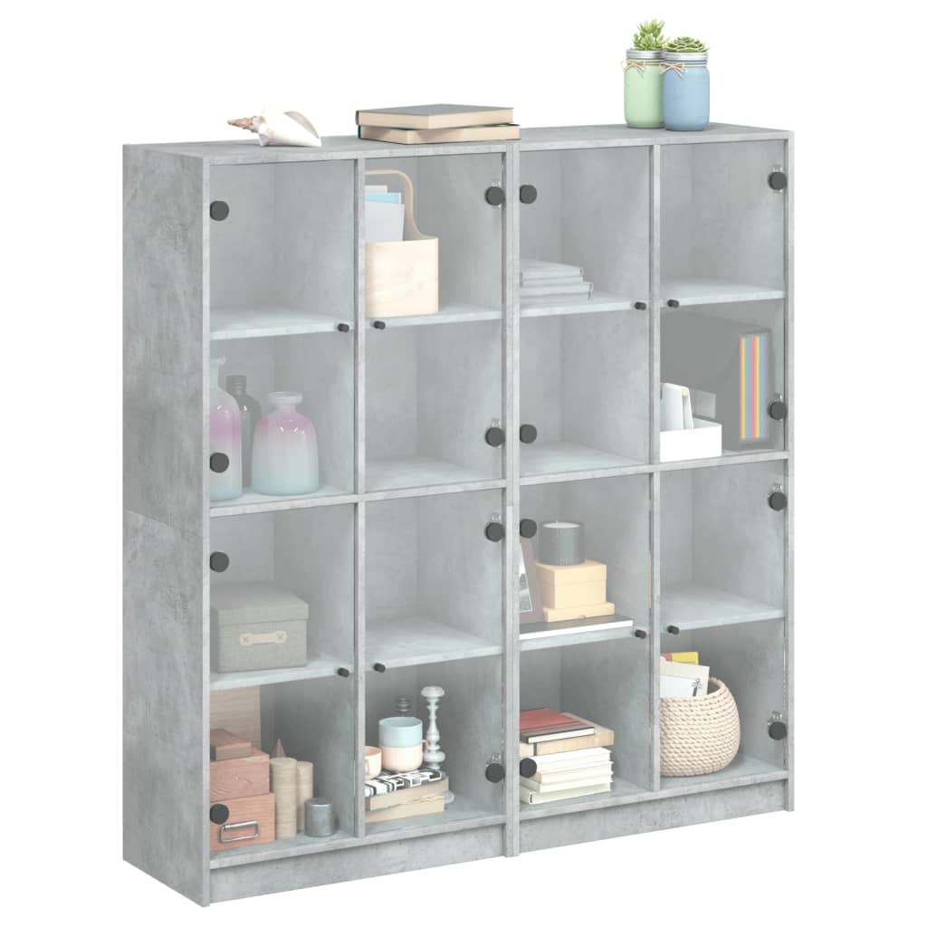 vidaXL Biblioteczka z drzwiczkami, szarość betonu, 136x37x142 cm