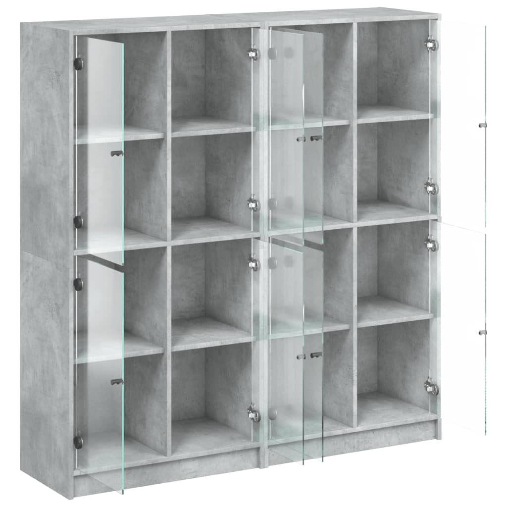vidaXL Biblioteczka z drzwiczkami, szarość betonu, 136x37x142 cm