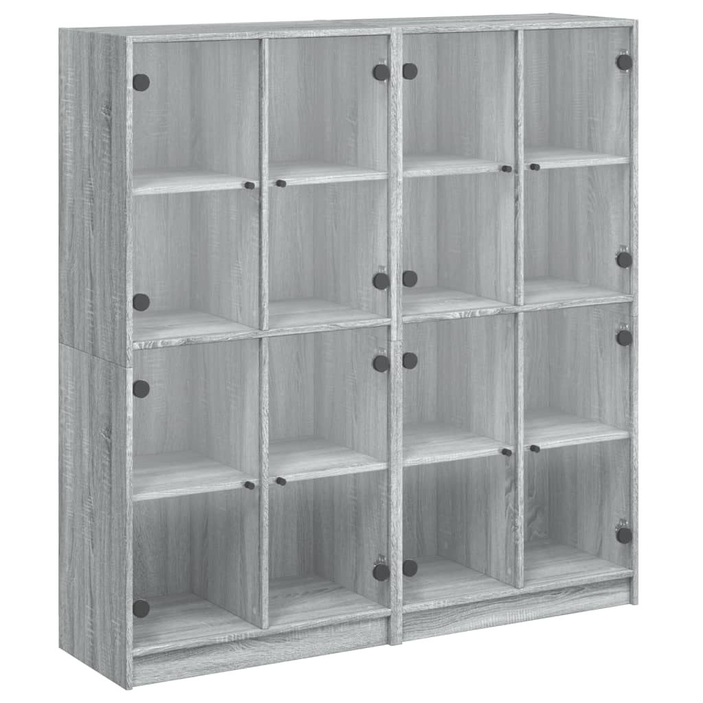 vidaXL Biblioteczka z drzwiczkami, szary dąb sonoma, 136x37x142 cm